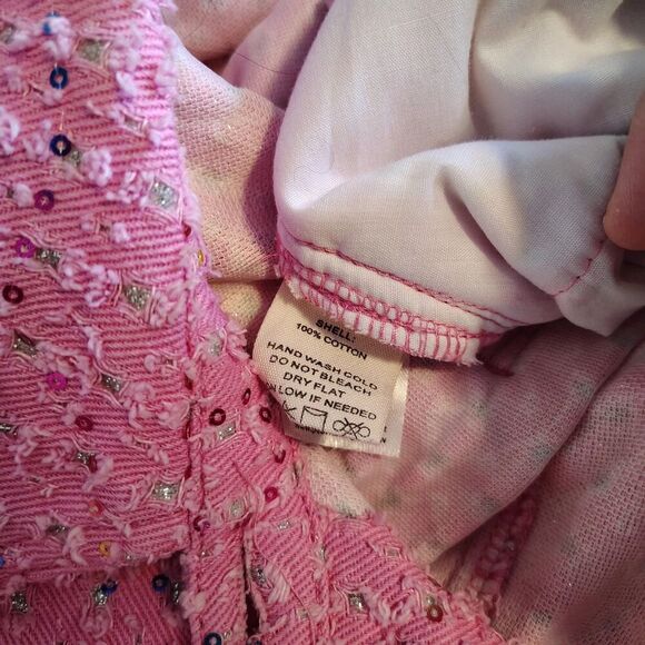 Pink Concert Utility Romper Jumpsuit Barbiecore Festival Sequins Swiftie Small - Picture 9 of 9